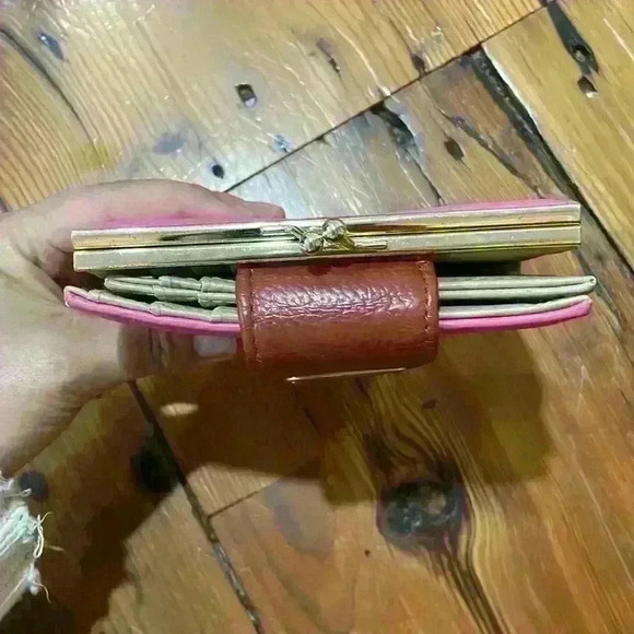 Buxton Pink and Brown double wallet with gold detail - Picture 10 of 13